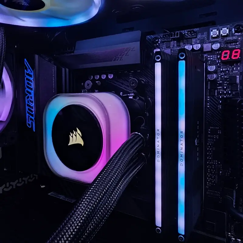 CPU Cooler and two sticks of RAM in a Pc Case